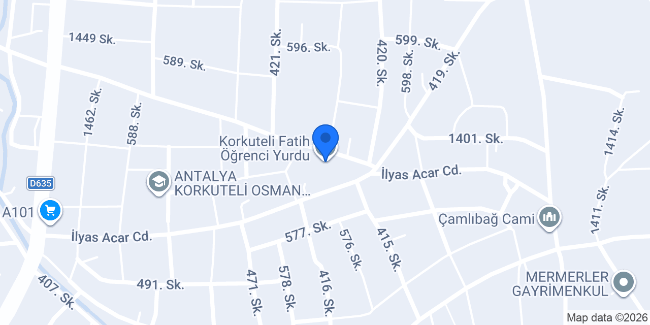 Korkuteli Fatih Öğrenci Yurdu konumu