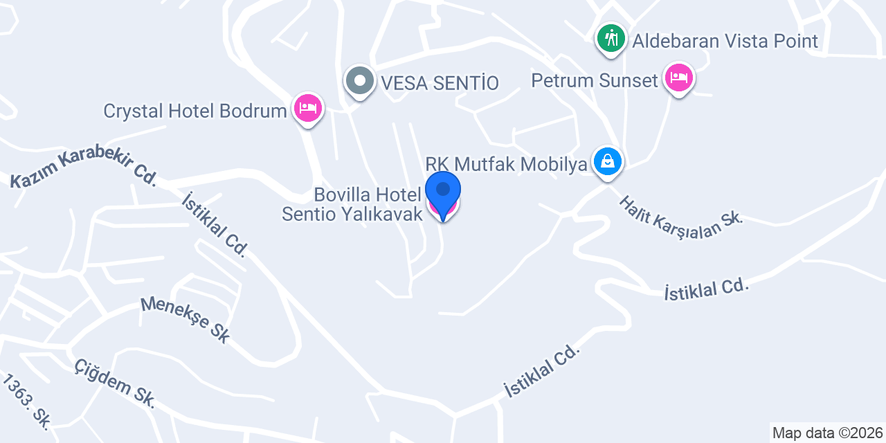 Bovilla Hotel Sentio Yalıkavak konumu