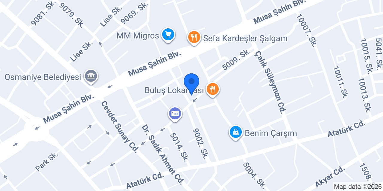 Osmaniye Hanedan Otel konumu
