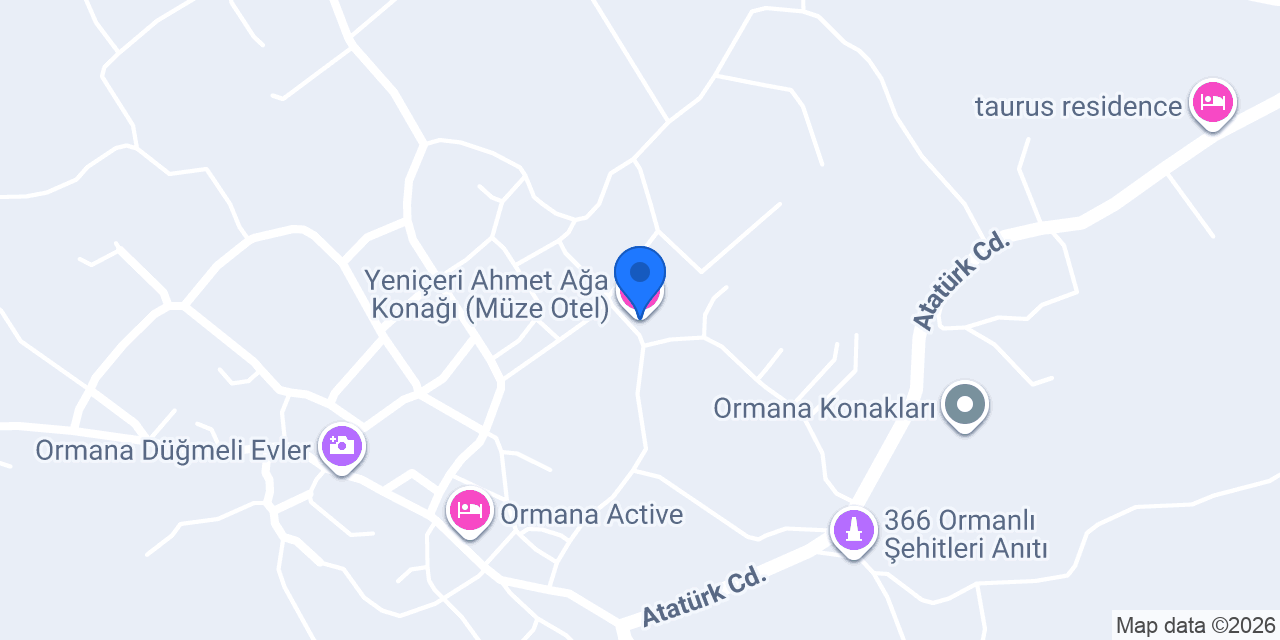 Yeniçeri Ahmet Ağa Konağı (Müze Otel) konumu