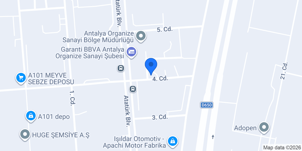 Antalya OSB İtfiaye ve 112 ASH konumu