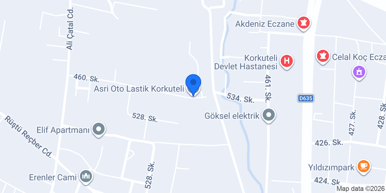 Asri Oto Lastik Korkuteli konumu