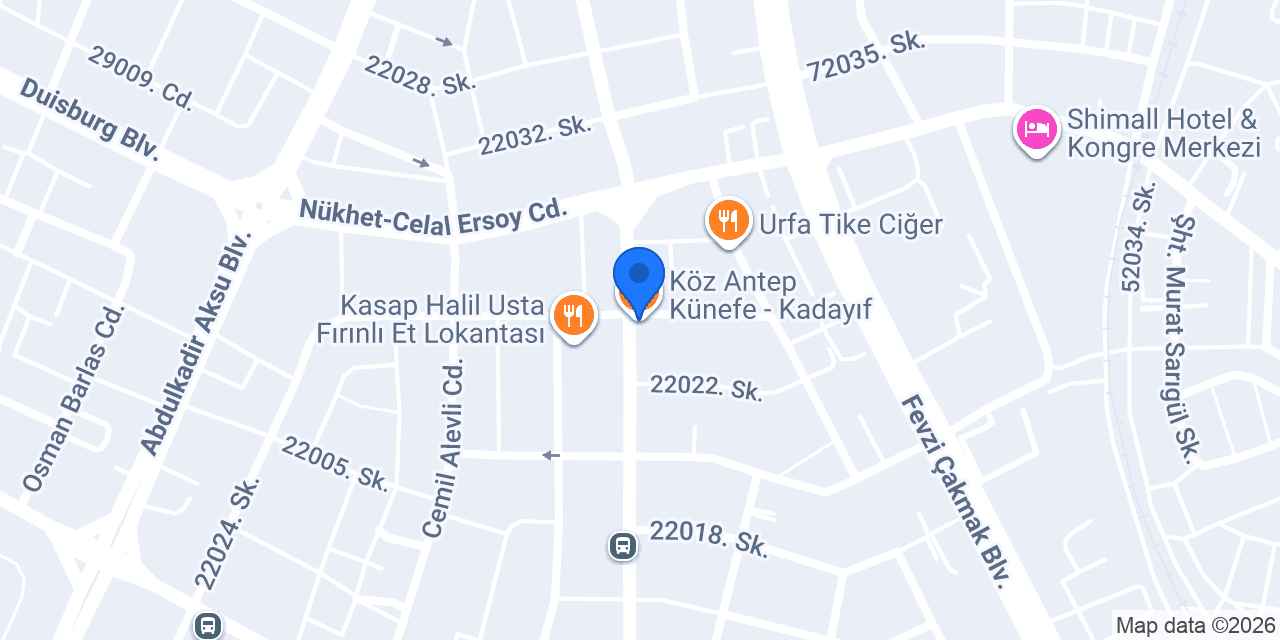 Köz Antep Künefe - Kadayıf konumu