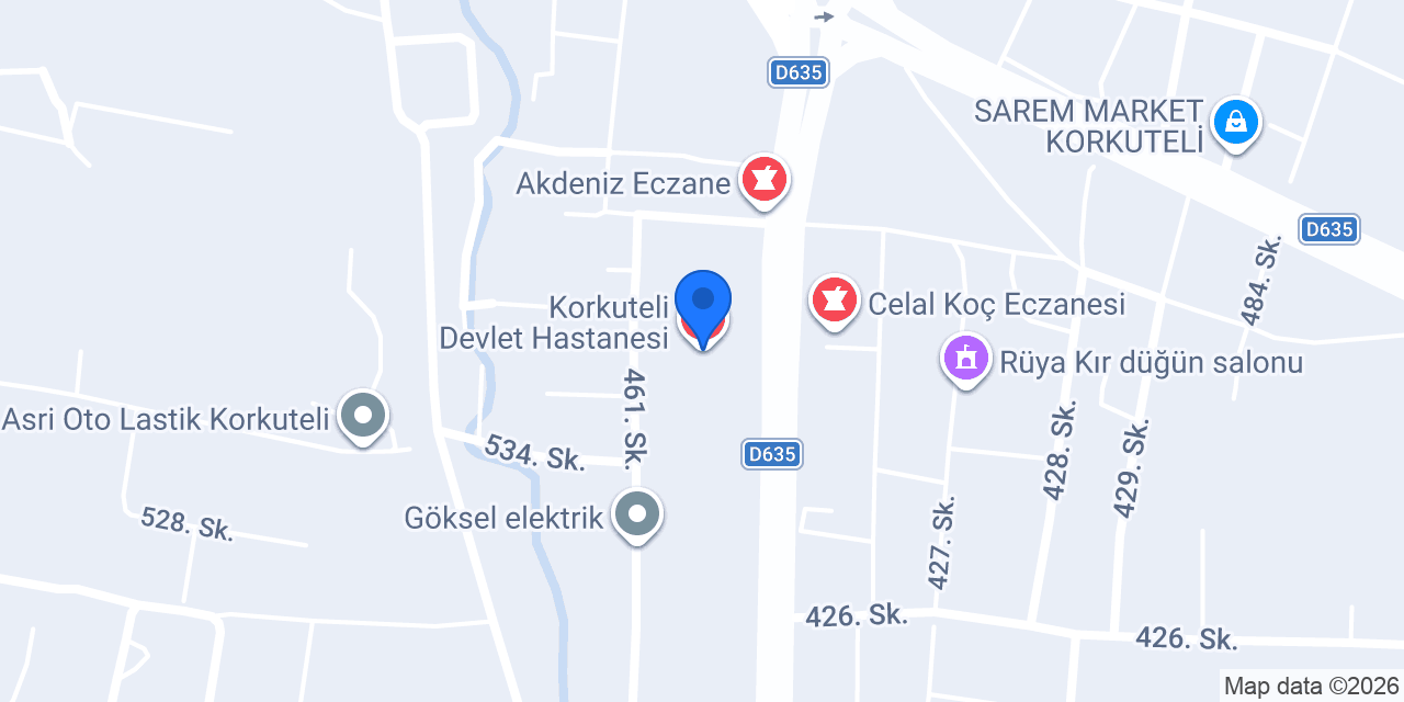 Korkuteli Devlet Hastanesi konumu