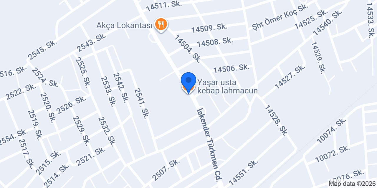 Yaşar usta kebap lahmacun konumu