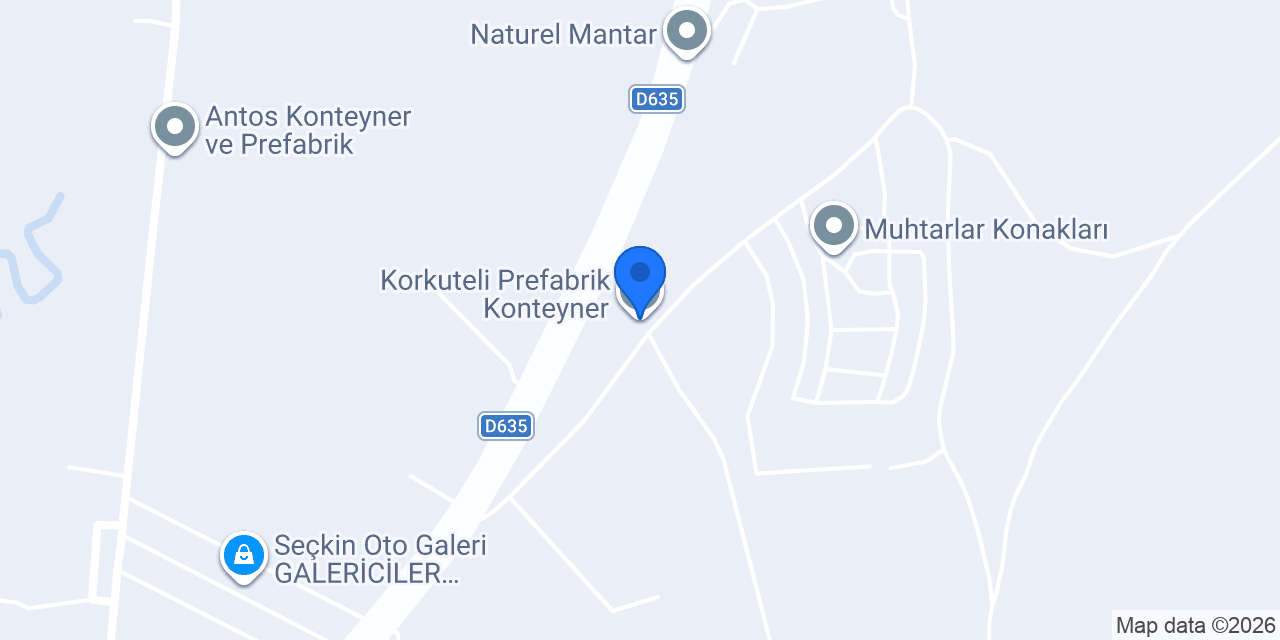 Korkuteli Prefabrik Konteyner konumu