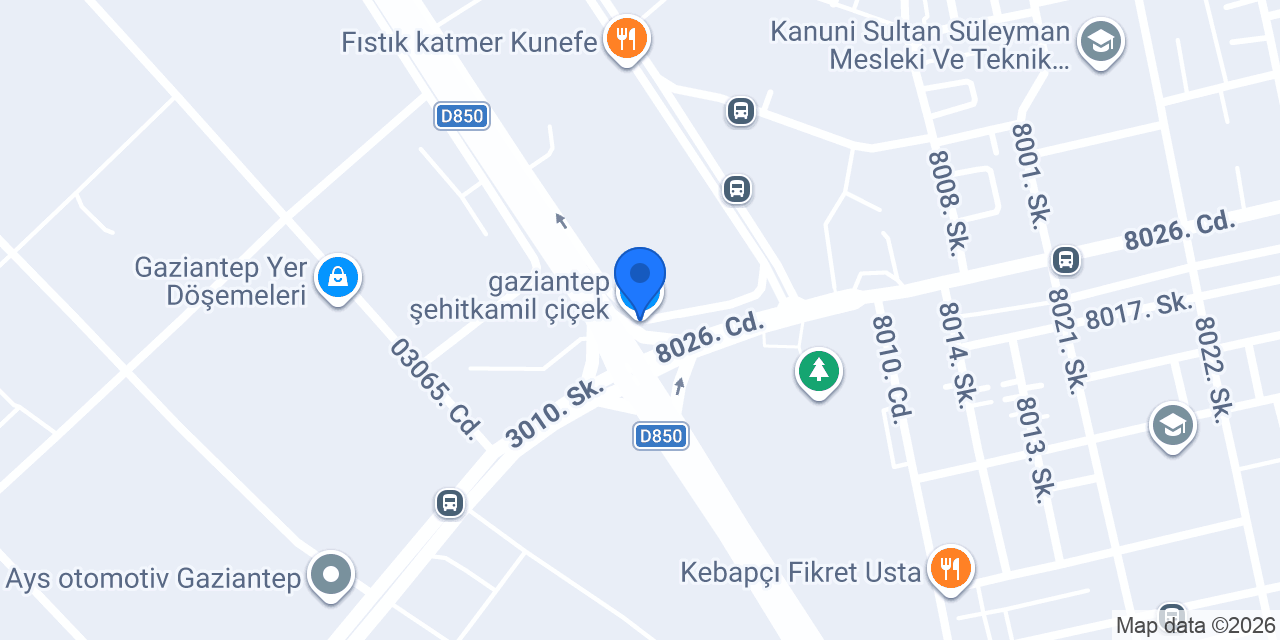 gaziantep şehitkamil çiçek konumu