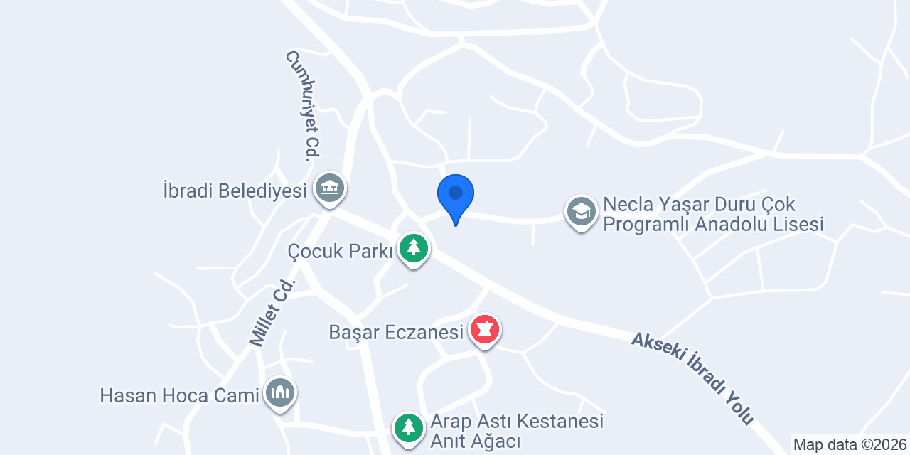 İbradı İlçe Halk Kütüphanesi konumu