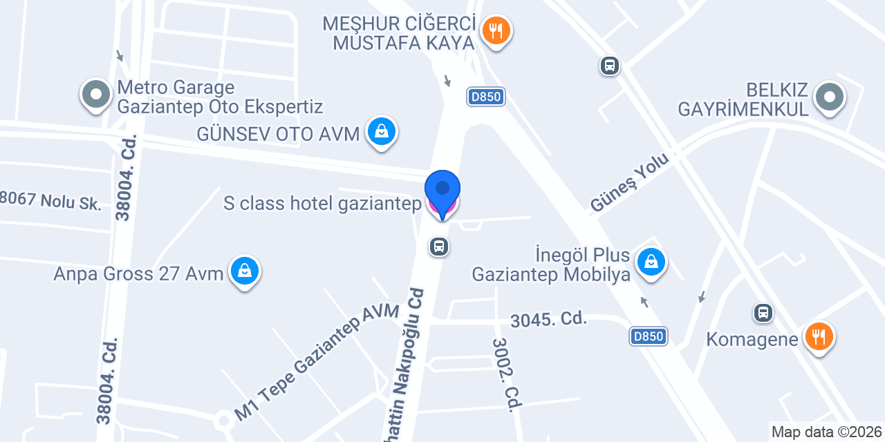 S class hotel gaziantep konumu