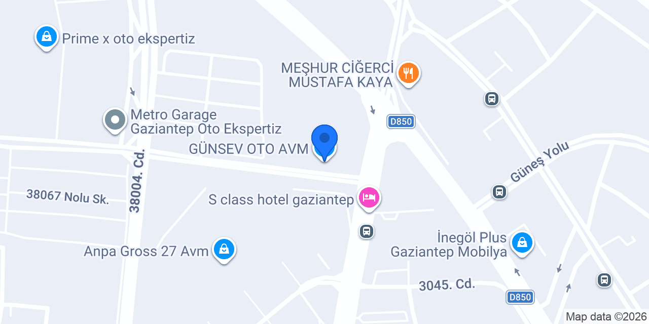 GÜNSEV OTO AVM konumu