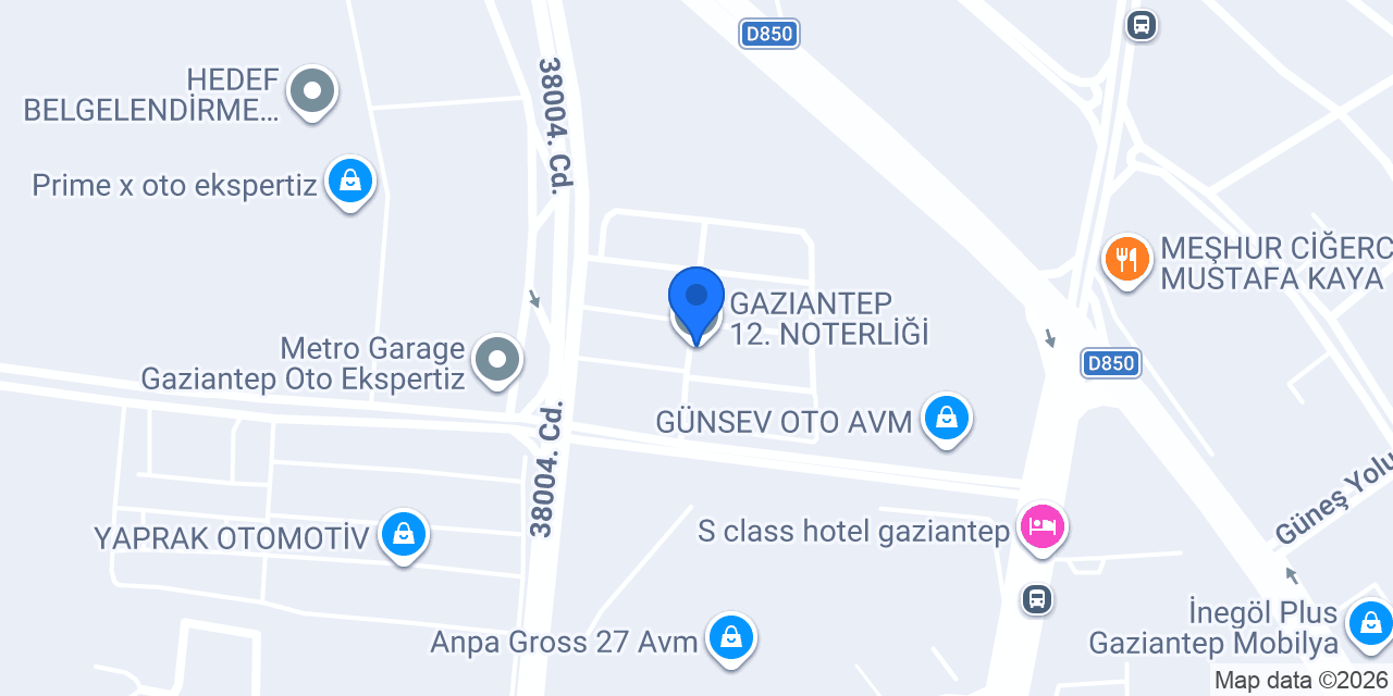 GAZIANTEP 12. NOTERLİĞİ konumu