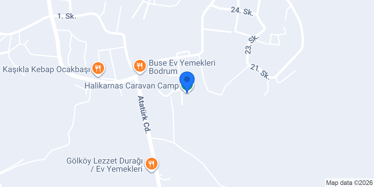 Halikarnas Caravan Camp konumu