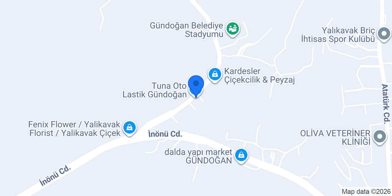 Tuna Oto Lastik Gündoğan konumu