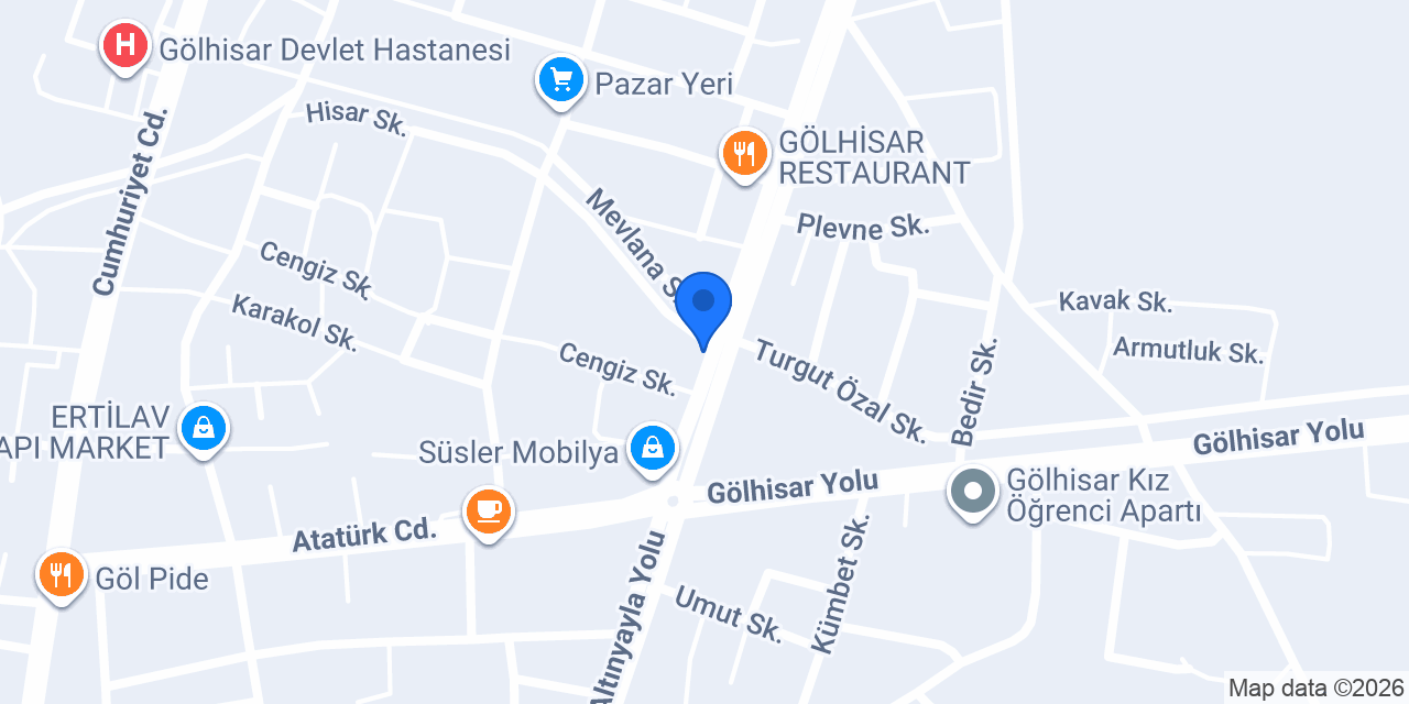 Gölhisar Araç Kiralama konumu