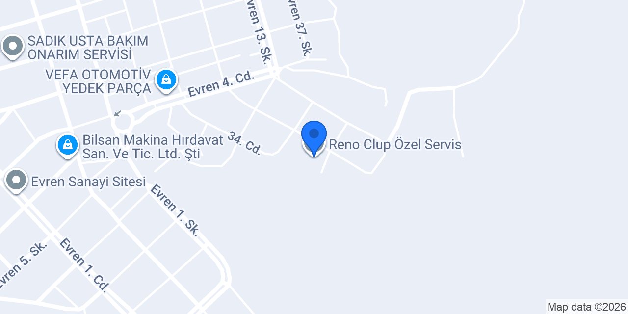 Reno Clup Özel Servis konumu
