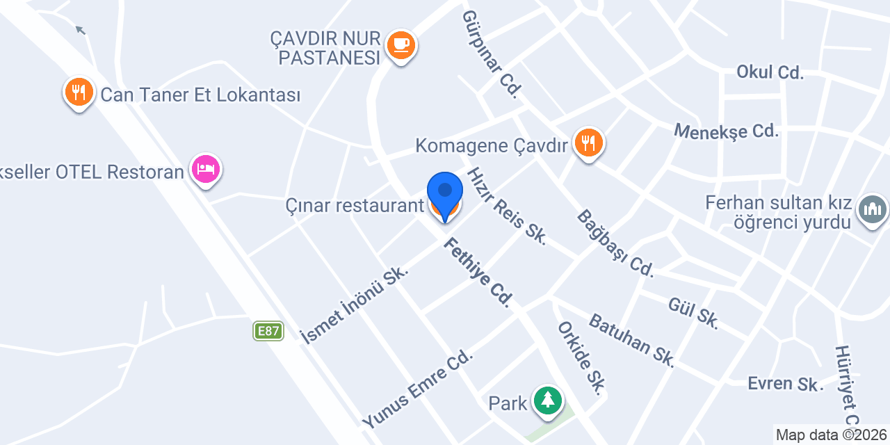 Çınar restaurant konumu