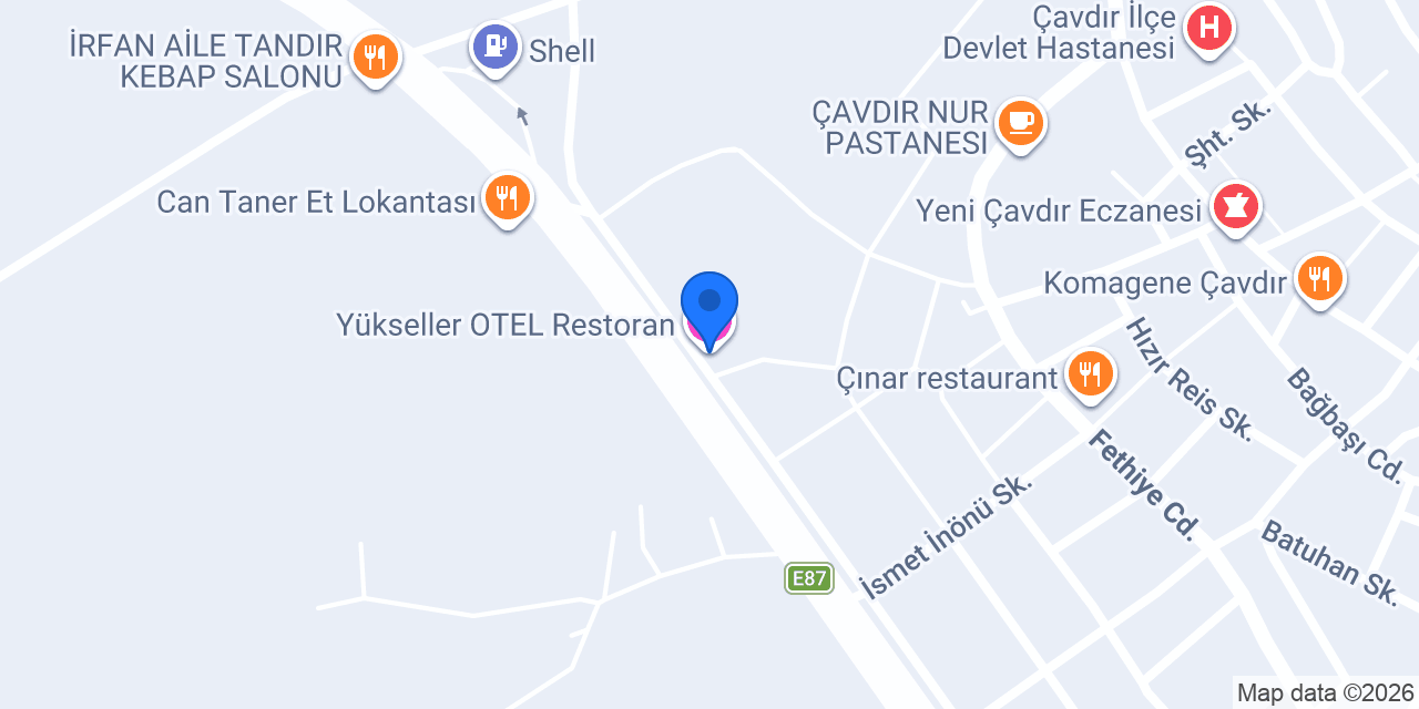 Yükseller OTEL Restoran konumu