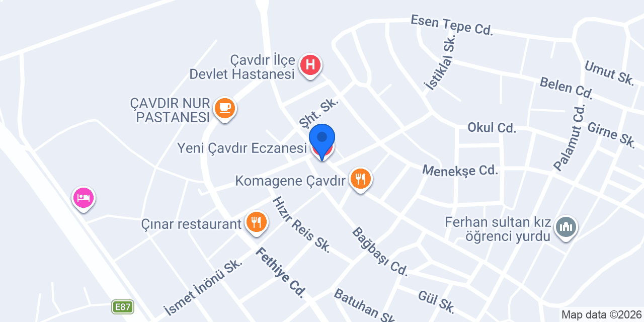 Yeni Çavdır Eczanesi konumu