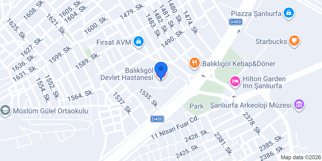 Balıklıgöl Devlet Hastanesi konumu