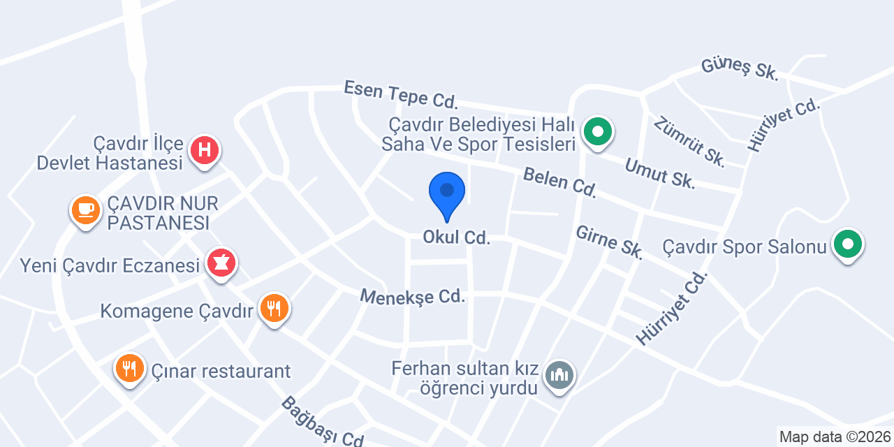 Çavdır İlkokulu konumu