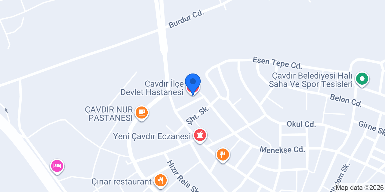 Çavdır İlçe Devlet Hastanesi konumu