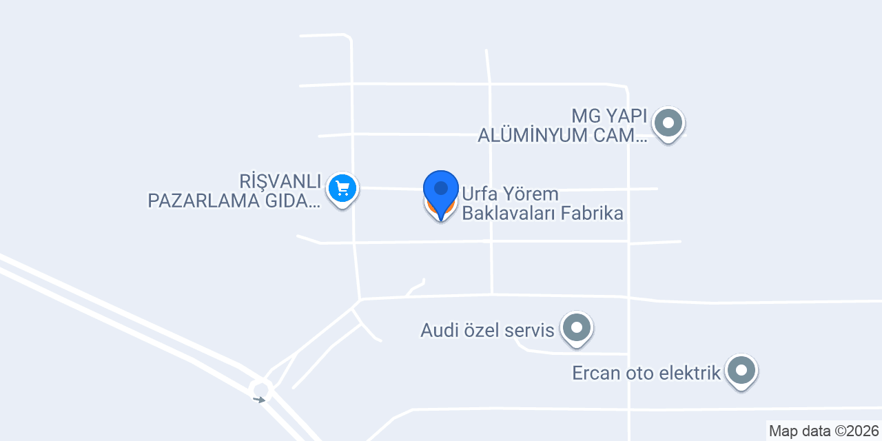 Urfa Yörem Baklavaları Fabrika konumu