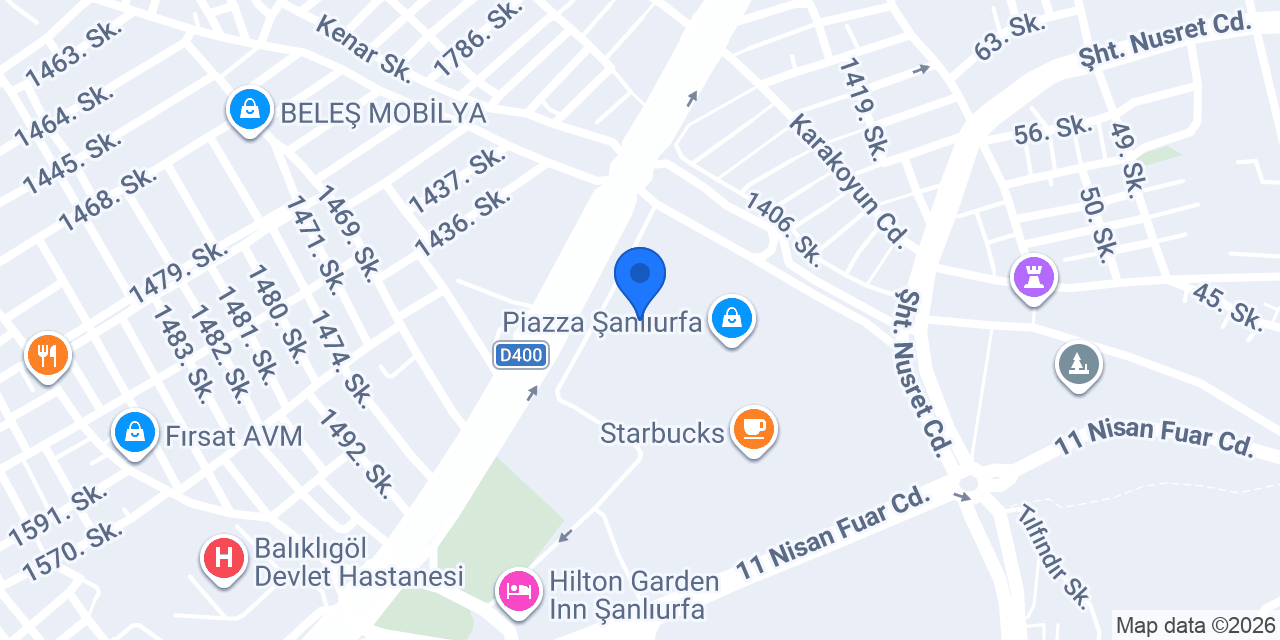 Hatemoğlu Piazza Şanlıurfa AVM konumu