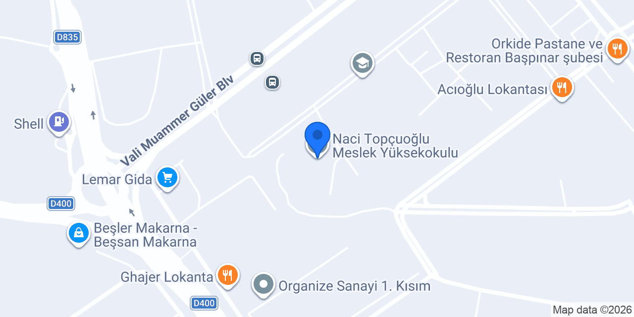 Naci Topçuoğlu Meslek Yüksekokulu konumu
