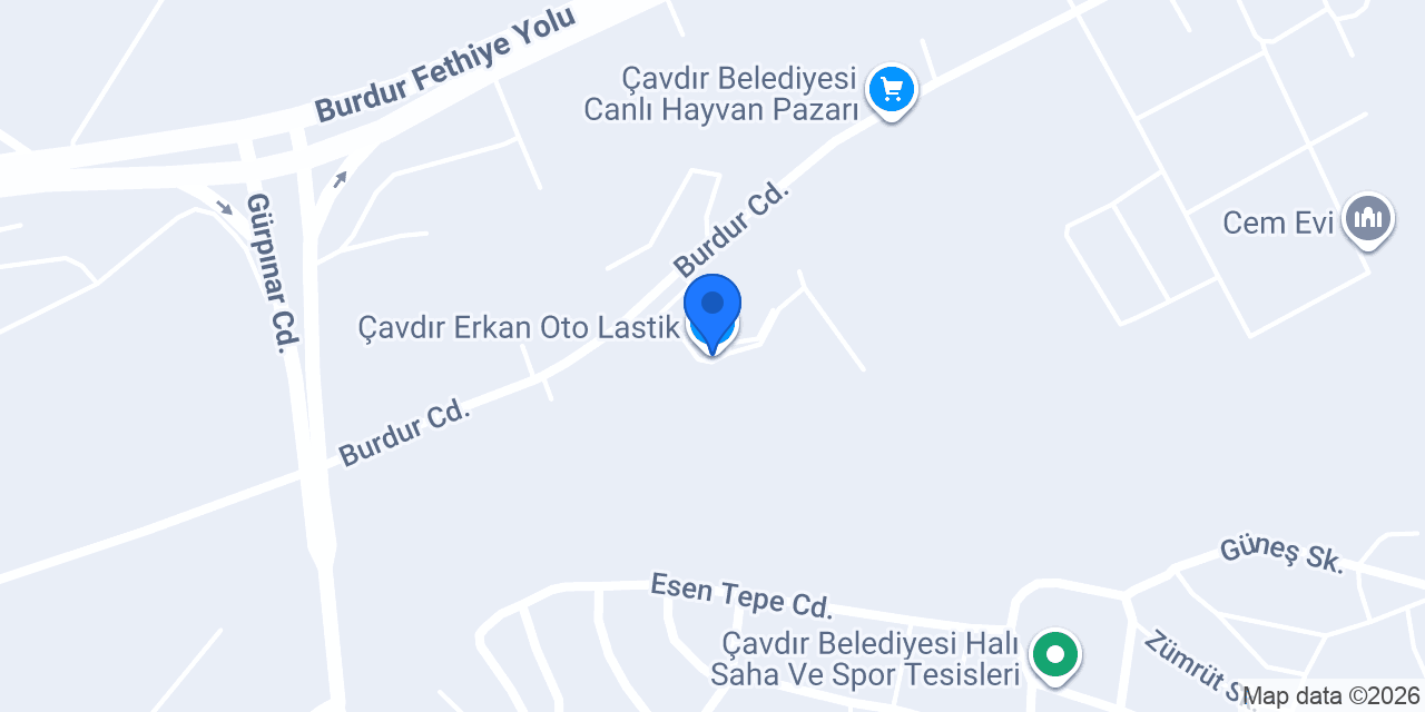 Çavdır Erkan Oto Lastik konumu