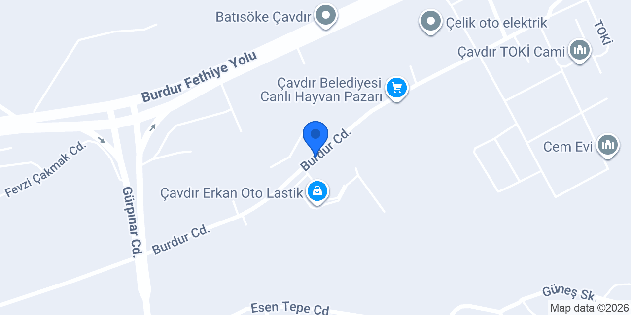Çavdır oto halı yıkama konumu