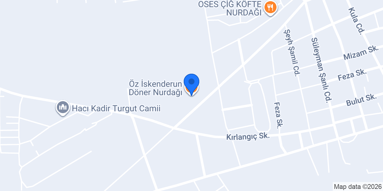 Öz İskenderun Döner Nurdağı konumu