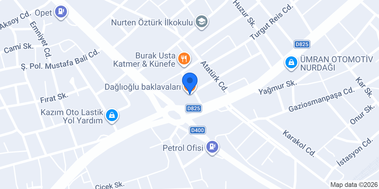 Dağlıoğlu baklavaları konumu