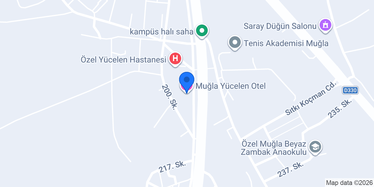 Muğla Yücelen Otel konumu