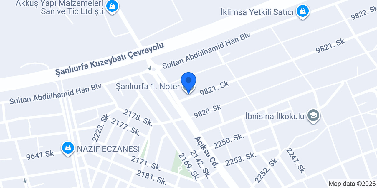 Şanlıurfa 1. Noter konumu