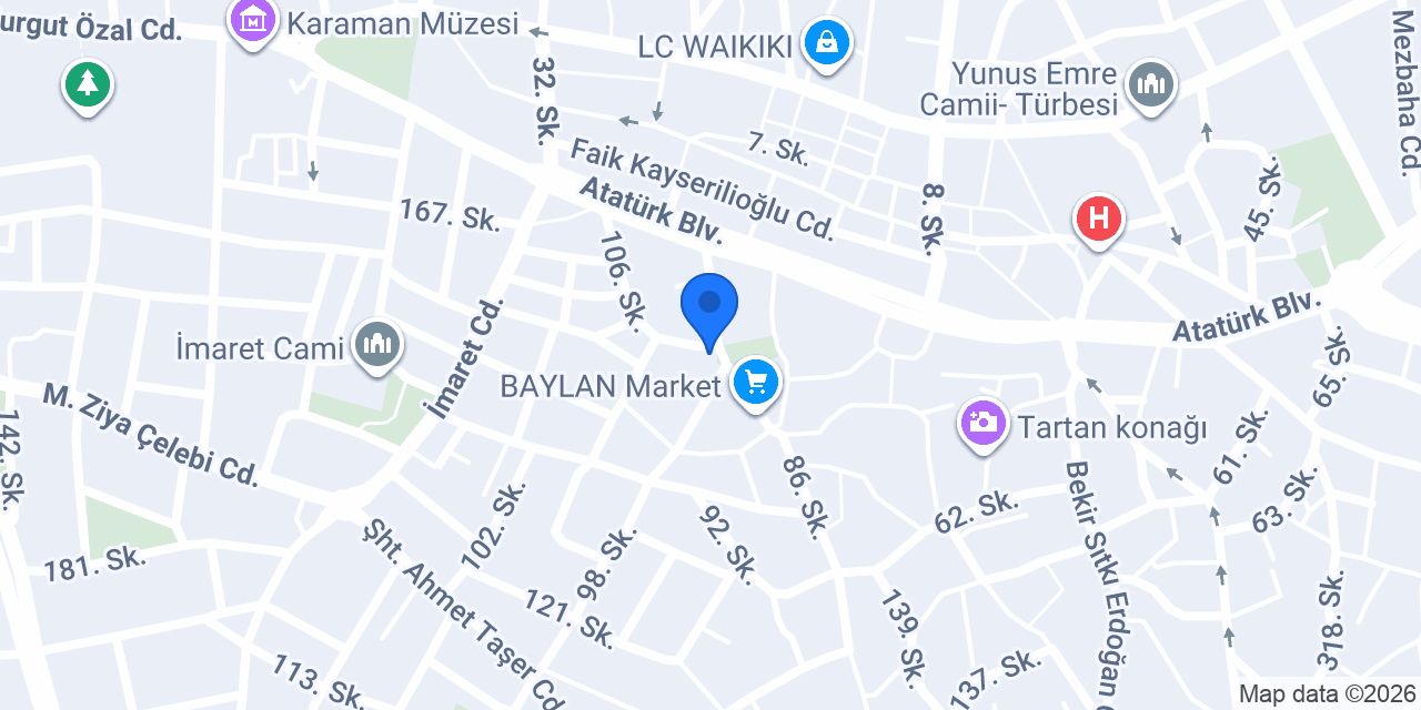Karaman Uysallar Yapı Malzemeleri Merkez Şube konumu
