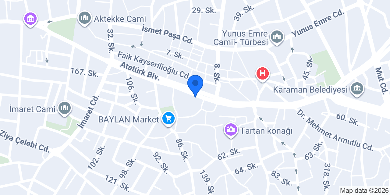 Karaman Avukat Sevban SAYAR konumu