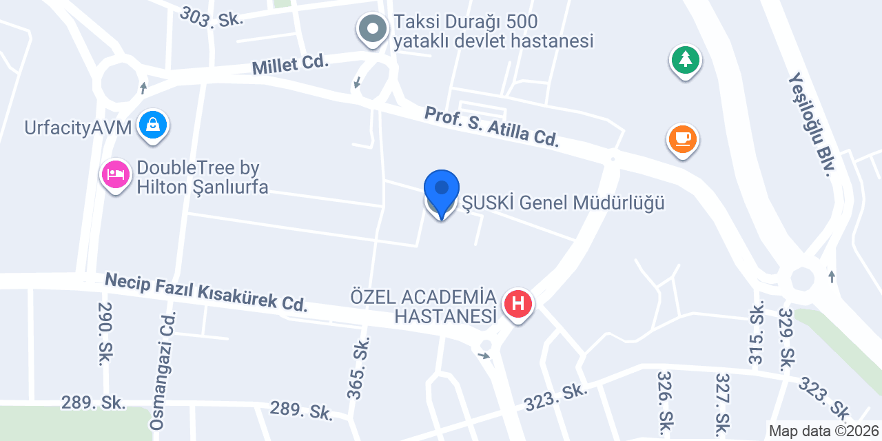 ŞUSKİ Genel Müdürlüğü konumu