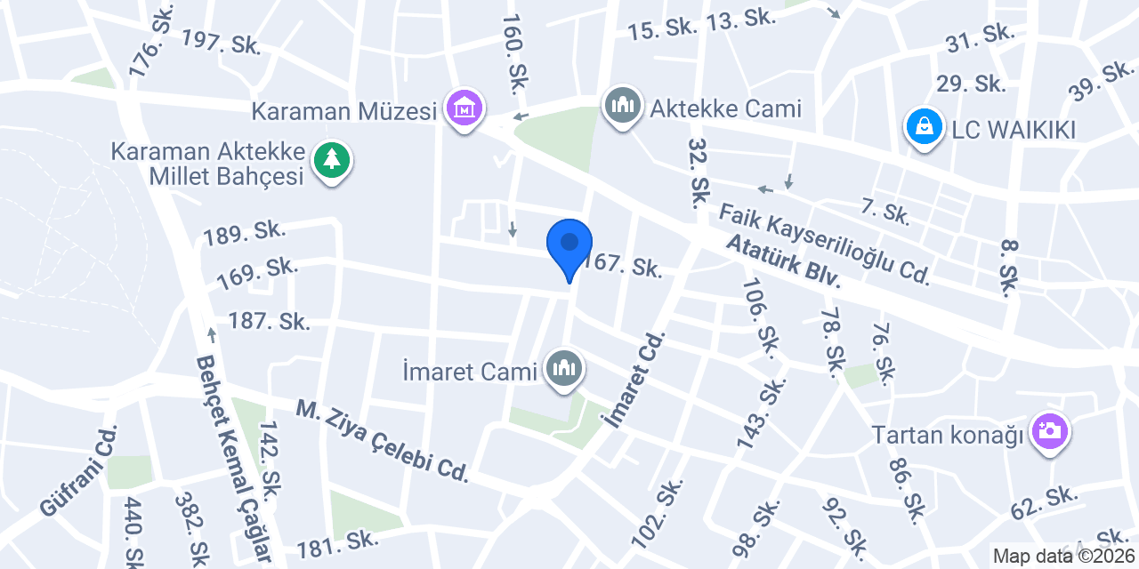 Karaman Defterdarlığı konumu
