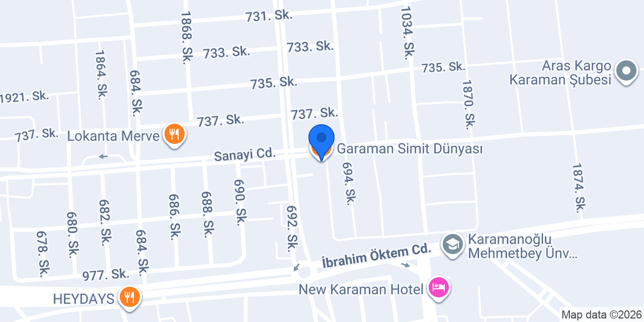 Garaman Simit Dünyası konumu