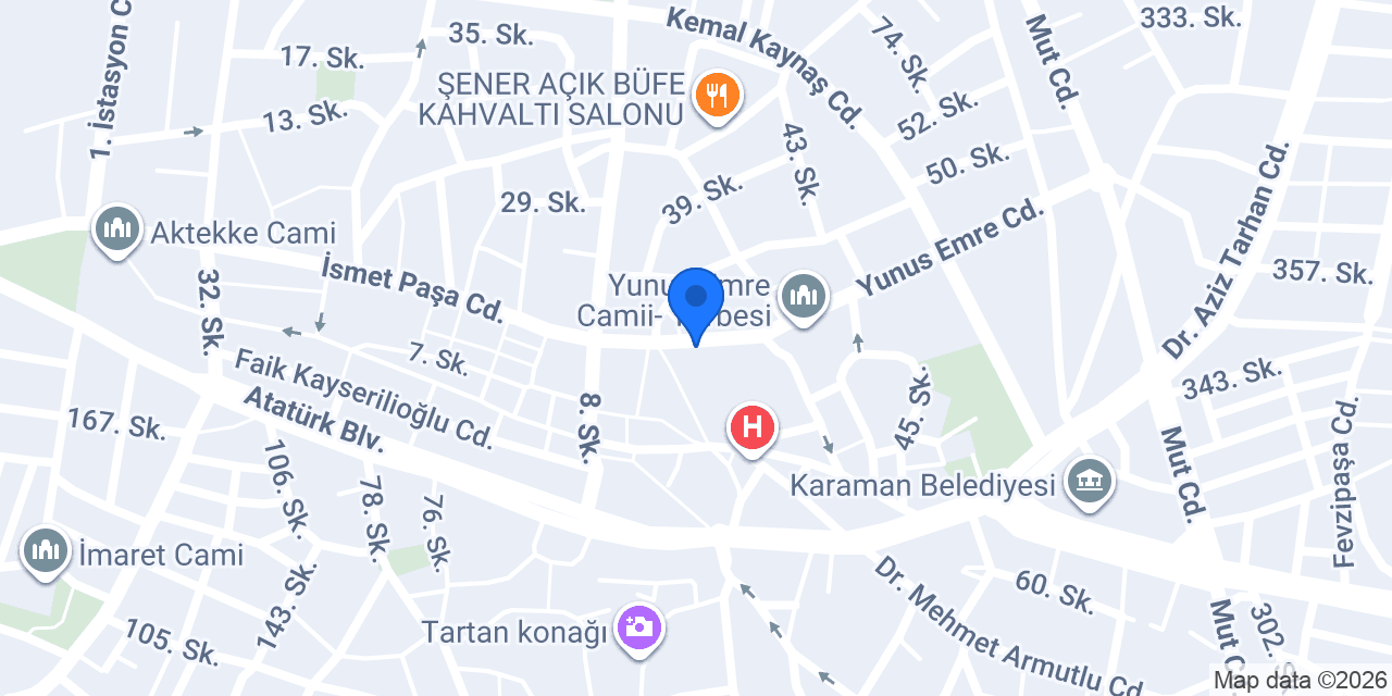 Vakıf Katılım Karaman Şubesi konumu