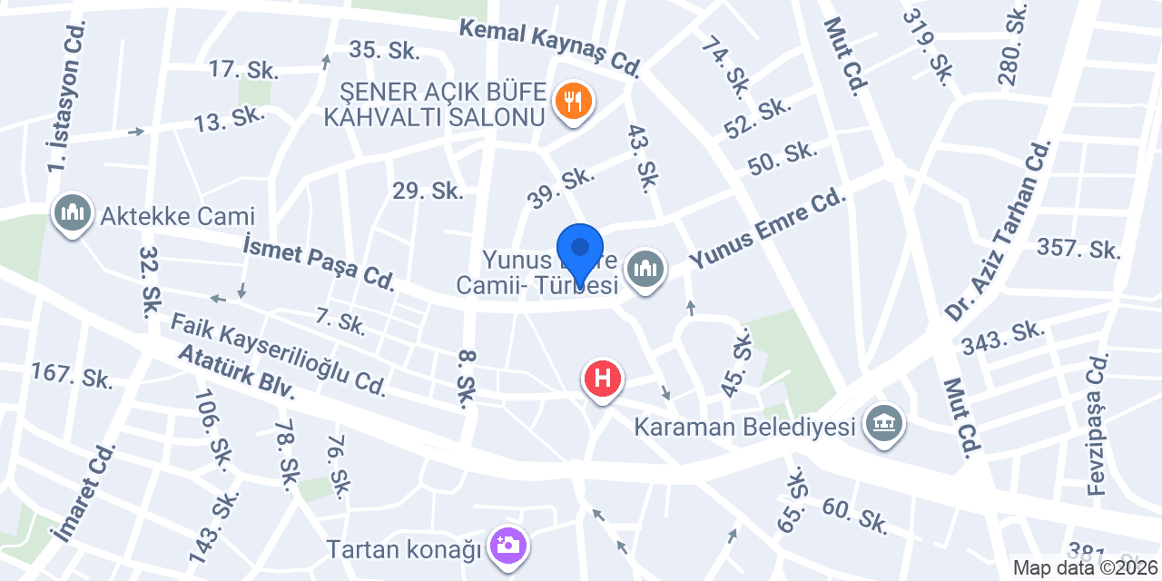 Albaraka Türk Karaman Şubesi konumu