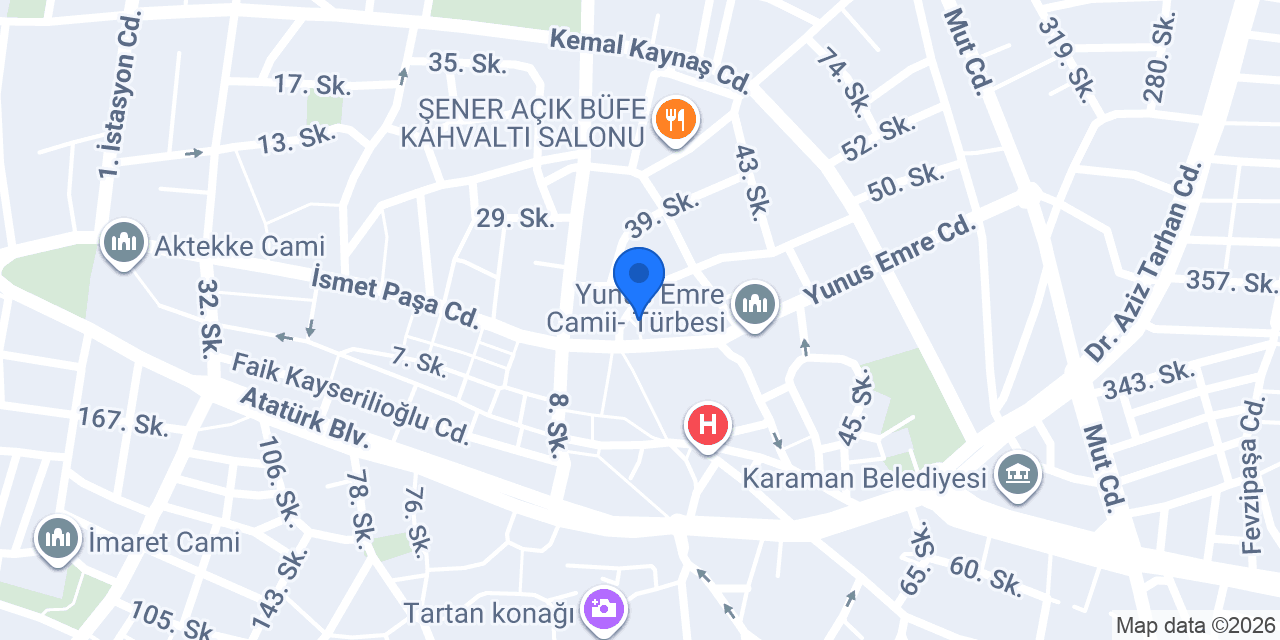 Türkiye Finans Karaman Şubesi konumu