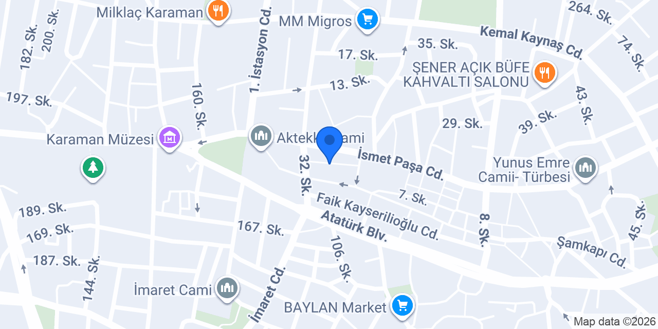 Karaman Güven Sürücü kursu konumu