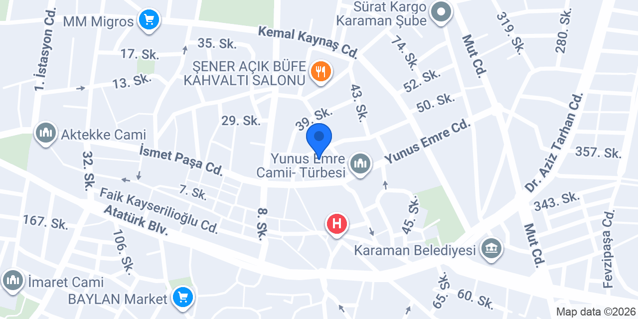 Civil- Karaman Merkez konumu