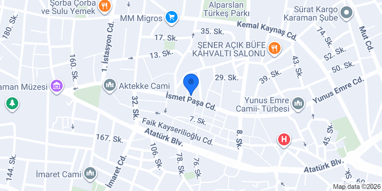 Akbank Karaman Şubesi konumu