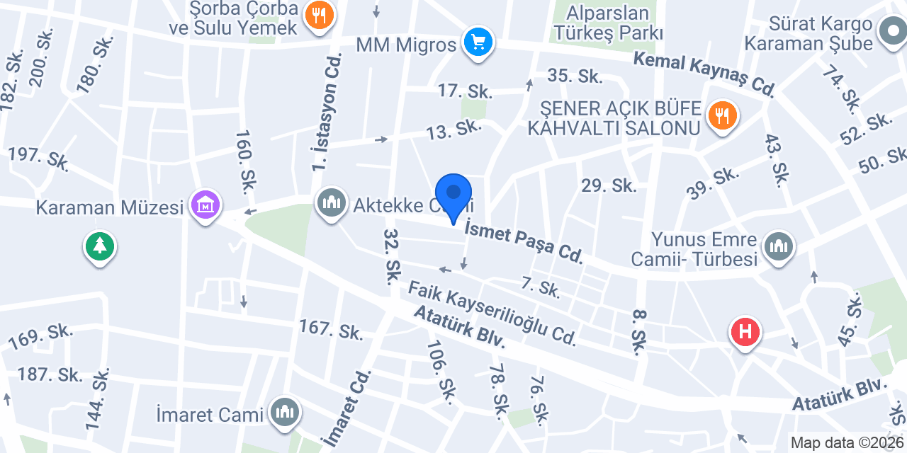 Yapı Kredi - Karaman Şubesi konumu