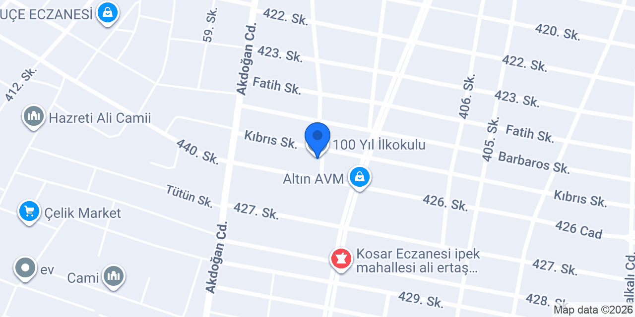 100 Yıl İlkokulu konumu