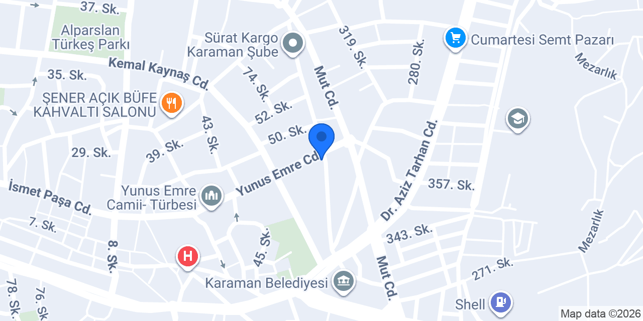 Karaman'da Elektrikçi konumu