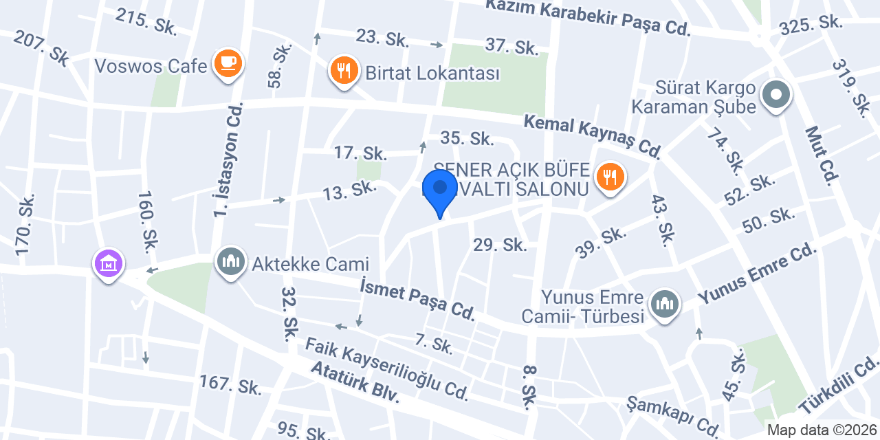 Karaman Otel - Aygün Otel konumu