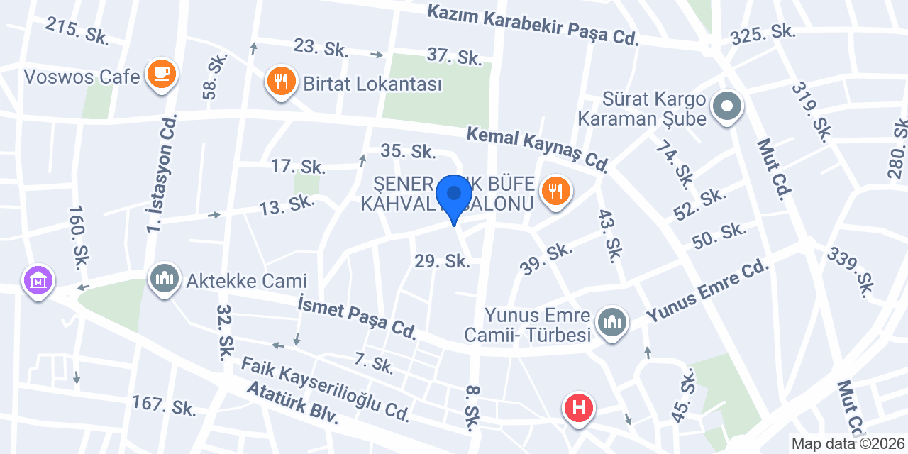 FAKÜLTE KÜTÜPHANE KARAMAN konumu